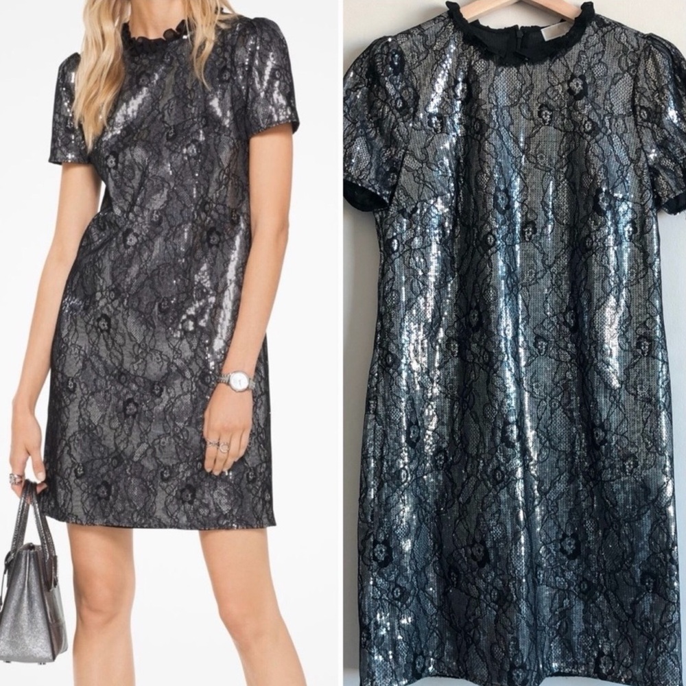 Michael Kors Shimmering Black Silver Sequin Dress
Women’s Size S